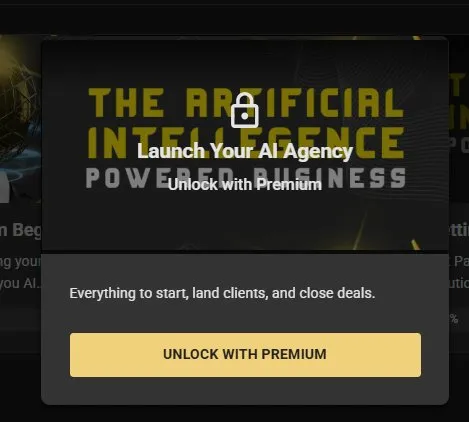 Locked course upgrade popup